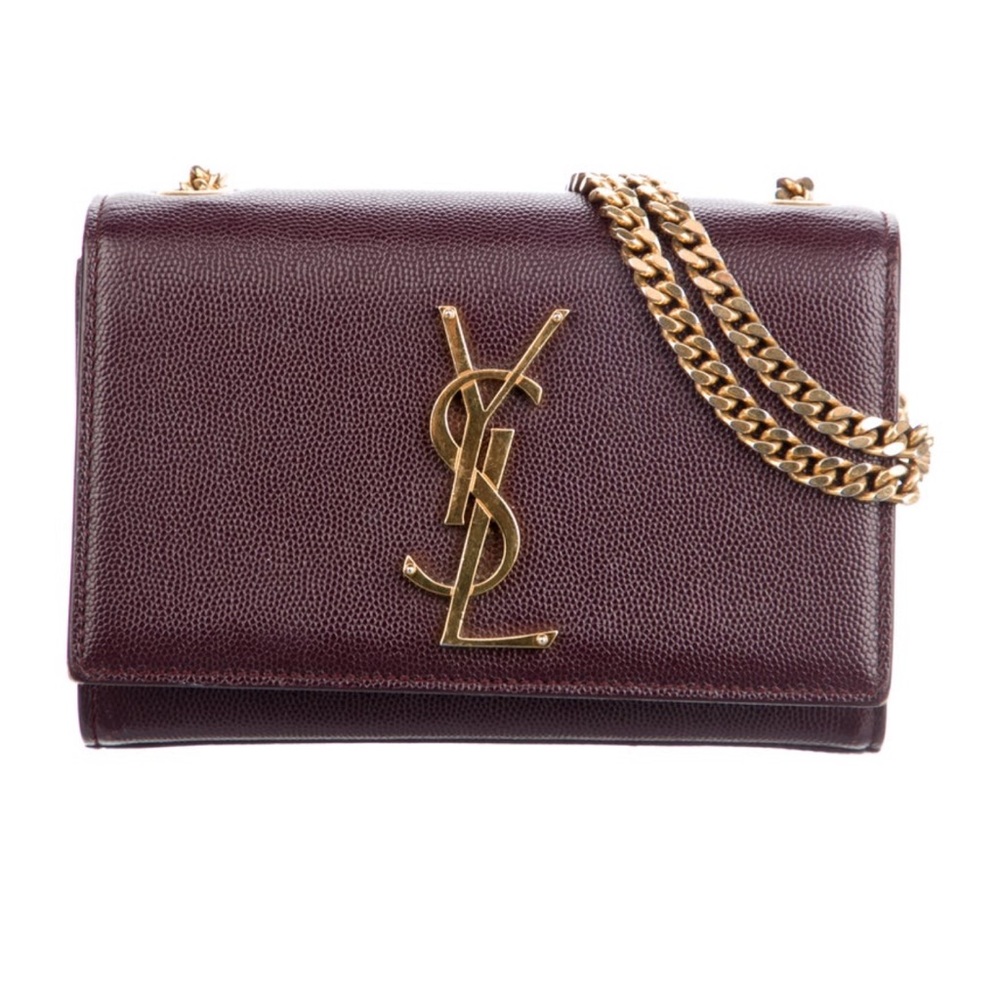Yves Saint Laurent Burgundy Crossbody with Gold Chain